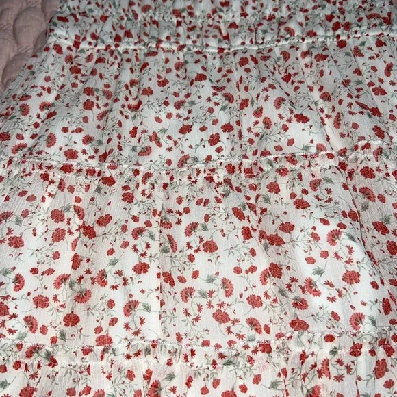 trixxi white ruffle tiered floral puff sleeve dress - Picture 7 of 8